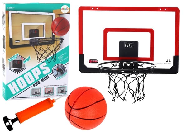 Basketkurv med backboard 46x31 cm pointtæller lyd bold 19 cm
