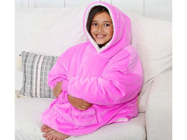 Vilttihuppari huppulla ja taskulla one size, rosa