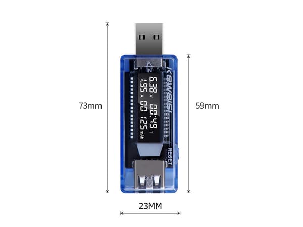 USB-voltmeter/amperemeter USB 3.0 med LCD-display blå
