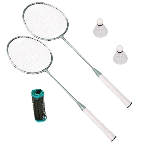 Badmintonset med nät och väska 2 racketar + 2 fjädrar 285x155 cm