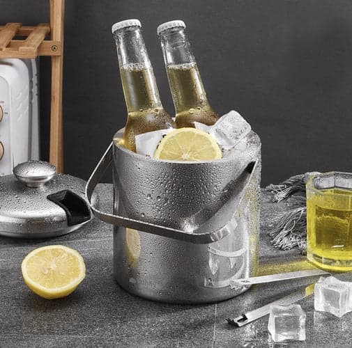 Iskøler i rustfrit stål 1,3 l med låg, si, barske og tang