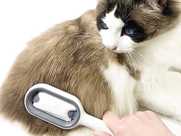 Pelsbørste til hund og kat 3-i-1 silikone/plast 19 cm