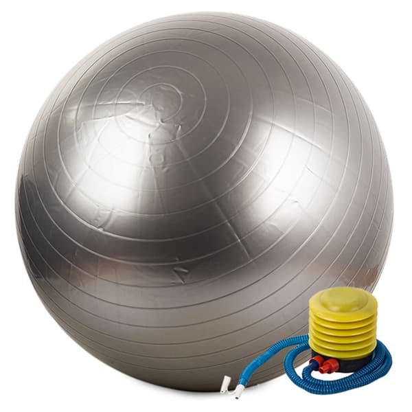 Gymnastikbold 65 cm PVC sølv inkl pumpe