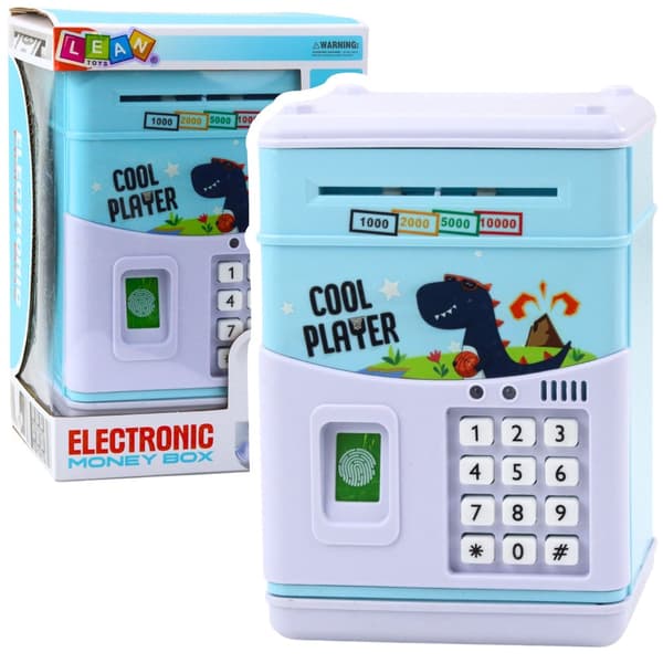 Elektronisk sparegris dinosaur med PIN-kode, lys/lyd, 3xAA
