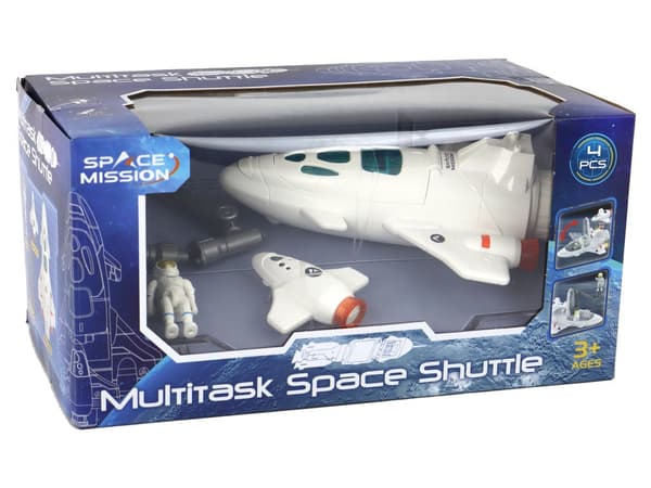 Rumraket legetøjssæt med lys & lyd 23 cm, kosmonaut + drone