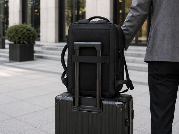 Business-rygsæk med laptoprum og USB-port sort polyester 33x47 cm