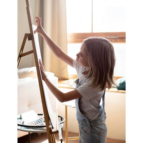 Malestaffeli i træ sammenklappeligt justerbart 139x82x57 cm brun
