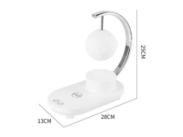 Kuunlamppu Bluetooth-kaiuttimella ja 10W langattomalla latauksella, 28 cm