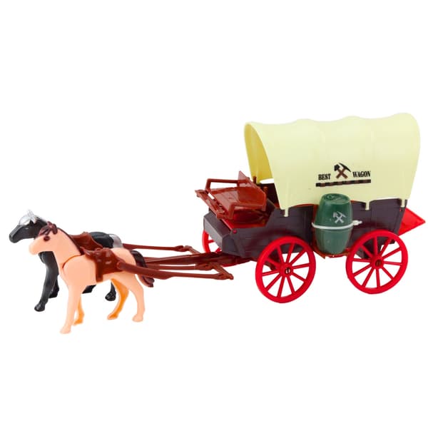 Cowboy legetøjsæt med westernvogn, 2 heste, 2 figurer og tilbehør