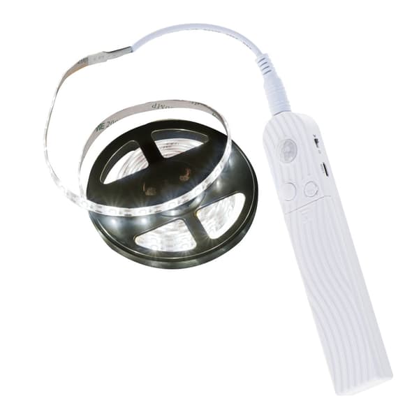 LED-list 2 m med rörelse- och skymningssensor kallvit, batteri/USB