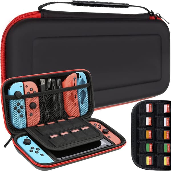 Nintendo Switch/OLED -kotelо kova kuori musta, tilaa 10 pelikasetille