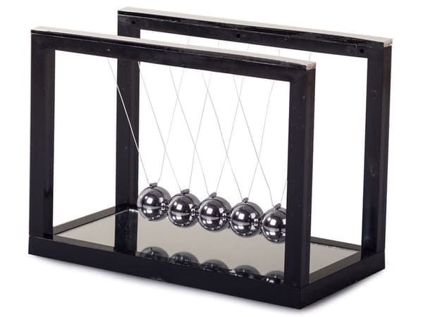 Newtons pendul 5 kugler med spejlbase 15 cm