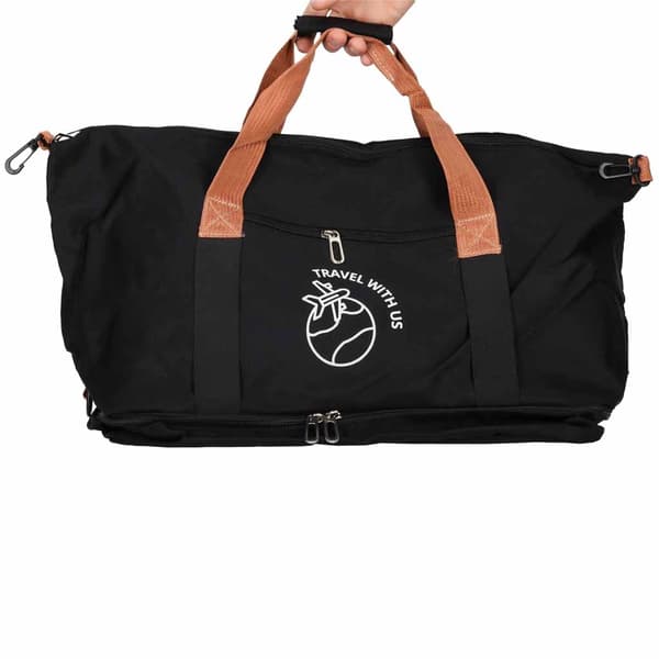 Reseväska/duffelväska 58x34 cm svart polyester med bottenfack