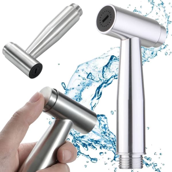 Bidethåndbruser/toiletdouche med knap aluminium/plast 12,5 cm