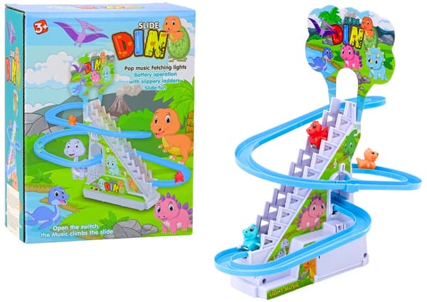 Dinosaur-rutsjebane med automatisk klatring, lys & lyd, batteridrevet