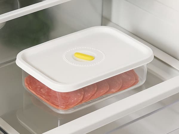 Förvaringsburk med lufttätt lock 1,4 l plast vit 20x14x5 cm
