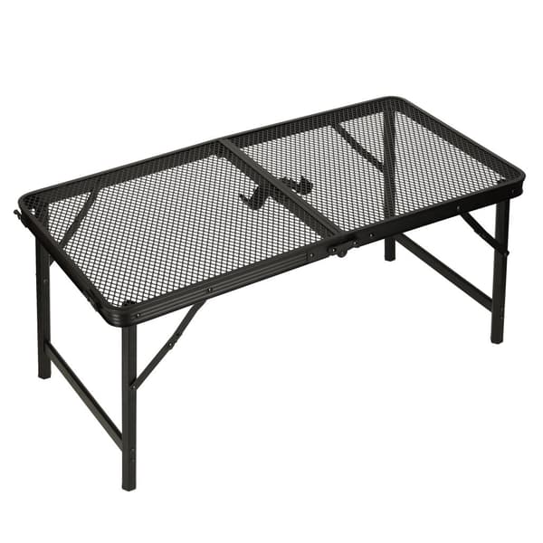 Sammenklappeligt campingbord 80x40 cm sort aluminium med jernmesh-top 1,6 kg