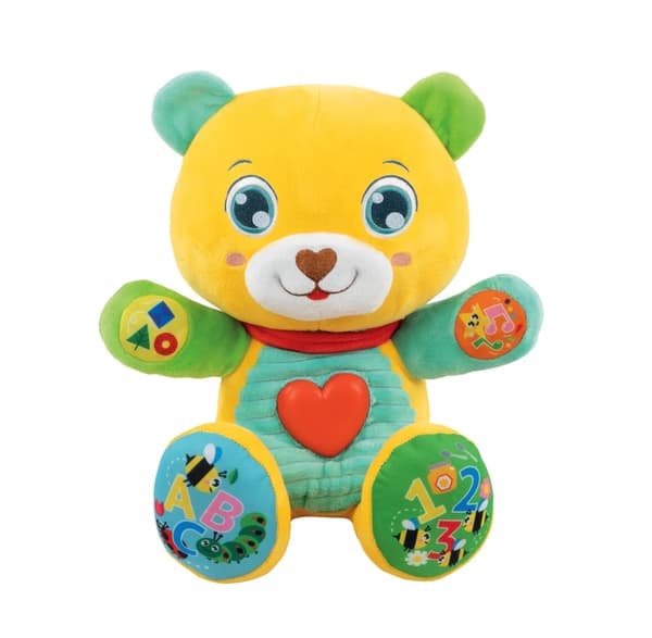Interaktiv talende bamse med lys og knapper, 6+ måneder