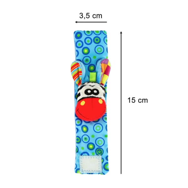 Sensoriska armband med skallra och prassel 2-pack blå/grön 15 cm