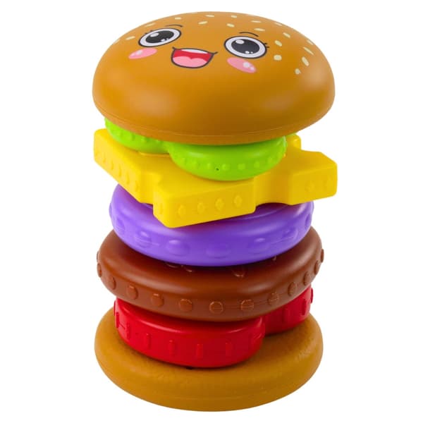Hamburgerpuslespil legetøj 7 dele i plast, 18,5 x 12 cm