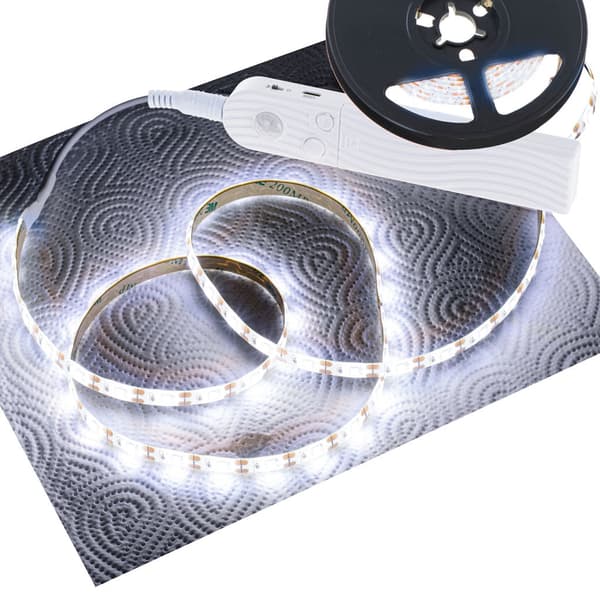 LED-list 2 m med rörelse- och skymningssensor kallvit, batteri/USB