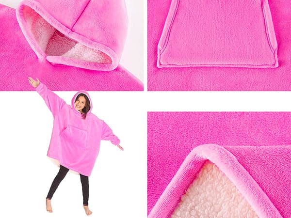Vilttihuppari huppulla ja taskulla one size, rosa