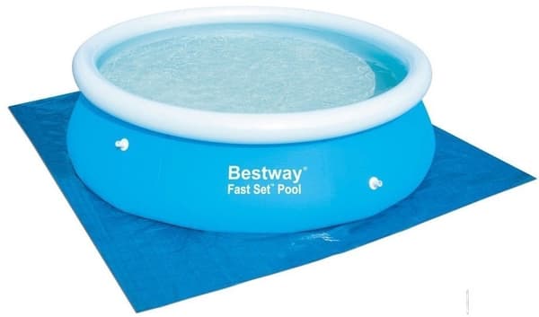 Beskyttelsesmåtte til pool 396x396 cm foldbar PVC blå