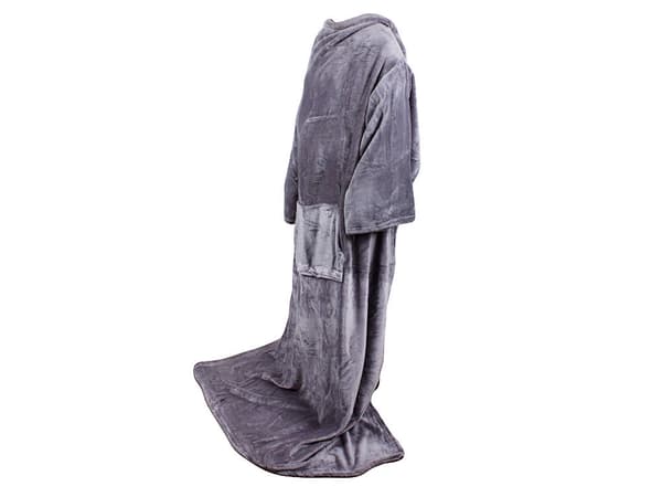 Tæppe med ærmer i fleece grå 200x140 cm universal