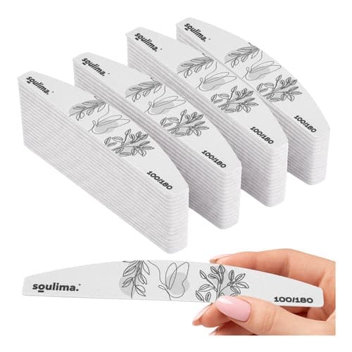 Nagelfiler båtform slim 100/180 zebra grå 100-pack för manikyr/pedikyr