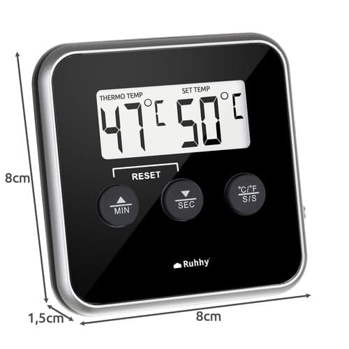Digitalt køkkentermometer med LCD og magnet, -20 til 250°C