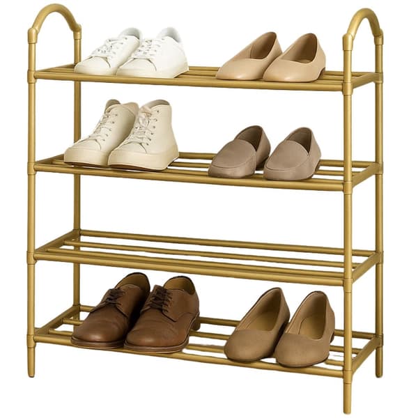 Skoställ 4 hyllplan guld 72x63x24 cm