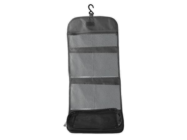 Sammenklappelig toilettaske med krog sort 26x16 cm (64x26 cm udfoldet)