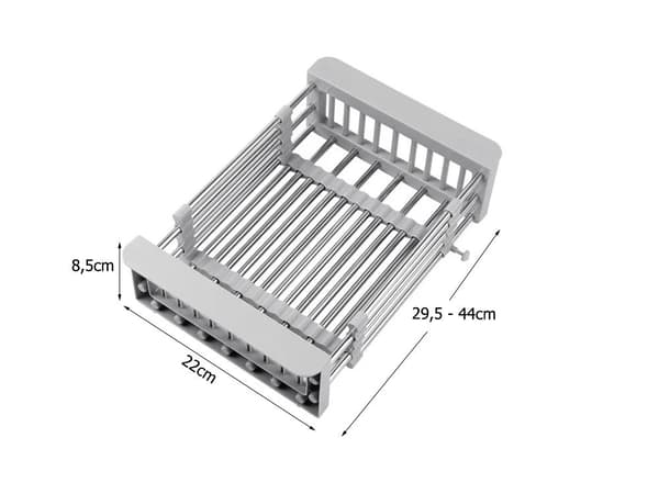 Teleskopisk opvaskestativ til vask grå 22x8,5x29,5–44 cm