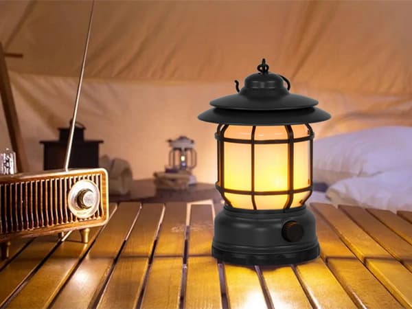 Genopladelig campinglampe LED 360° USB-C 24 cm koldhvid