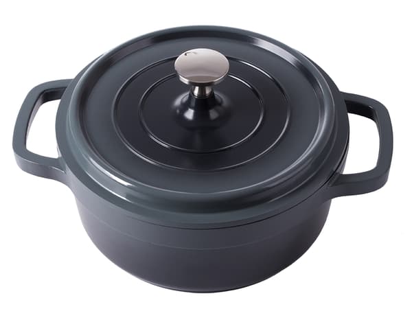 Kasserolle med låg 2,2 L støbt aluminium non-stick grå induktion