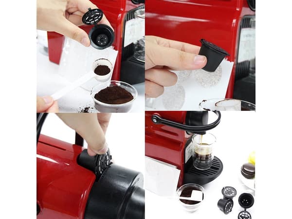 Återanvändbara kaffekapslar för Nespresso 5-pack med måttkopp/borste