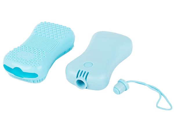 Opladelig kropsbørste i silikone med massage USB blå/rosa
