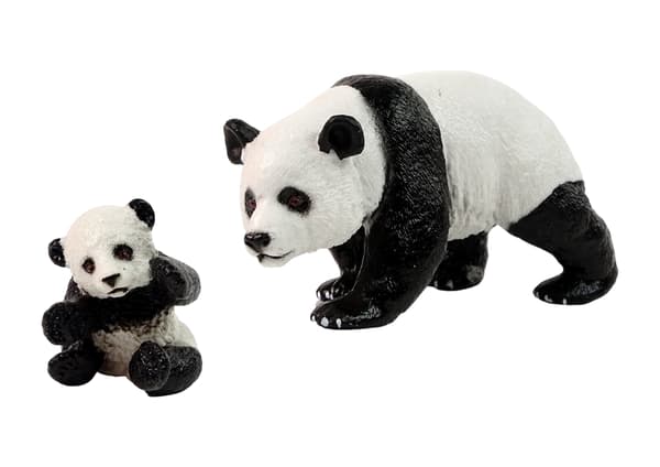 Pandafigurer i plast 2-pack vuxen & unge 10 cm, leksak 3+ år
