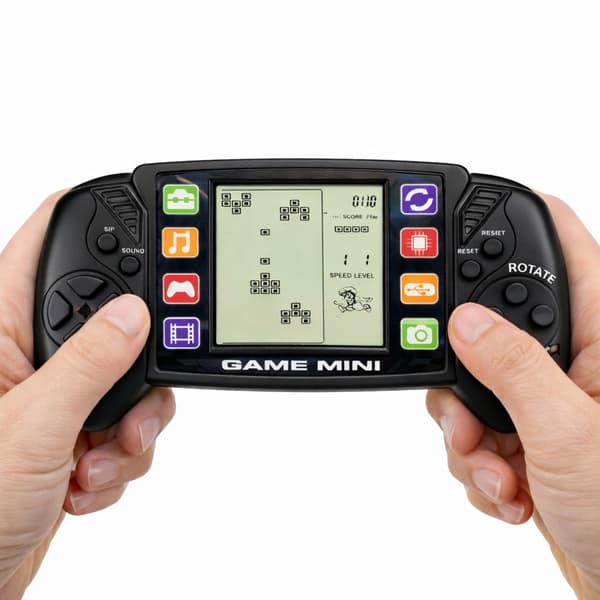 Bærbar Tetris-spilkonsol med LCD-skærm, sort, 2x AA
