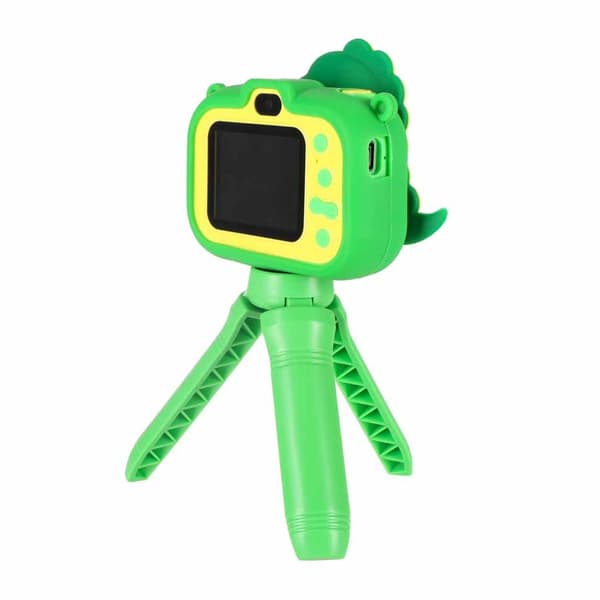 Digitalkamera för barn 1080P med dubbelkamera & mini-stativ dinosaurie