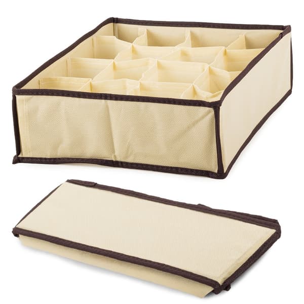 Förvaringsbox för låda 16 fack 38x28x10 cm beige