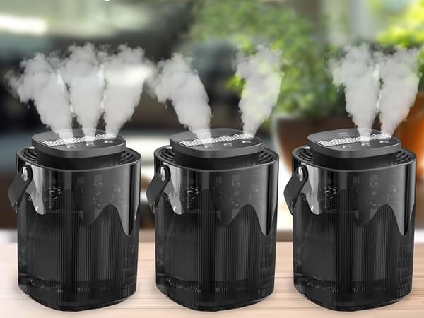 Luftfugter 3000 ml aromadiffuser USB 3 indstillinger varmhvidt lys sort