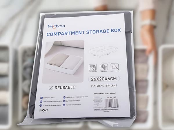 Opbevaringsorganisator til skuffe/garderobe polyester grå 26x20x6 cm