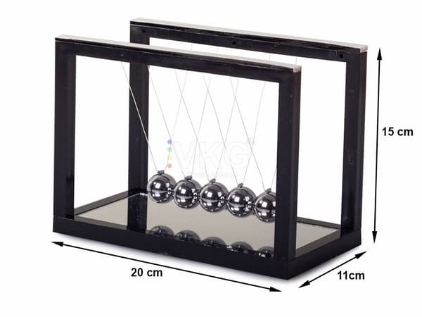 Newtons pendul 5 kugler med spejlbase 15 cm