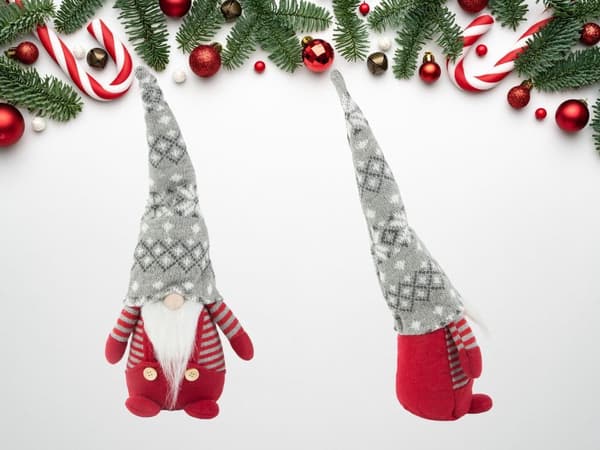 Tomte julfigur röd med böjbar mössa, 38 cm