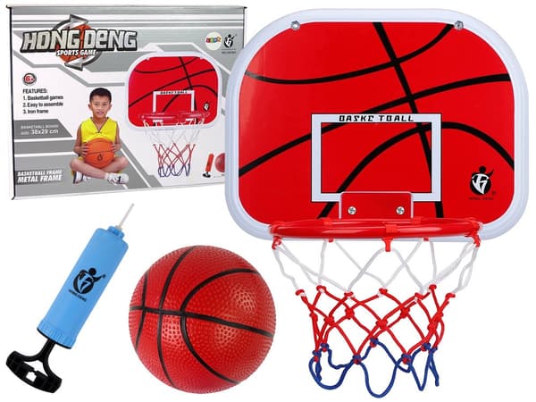 Basketkorg set med backboard 38x29 cm, mini-boll 16 cm & pump