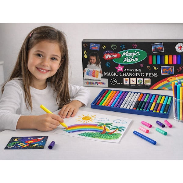 Färgskiftande tuschpennor 25-pack, vattenbaserade magic markers