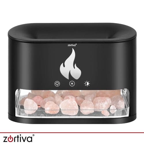 Aromadiffuser luftfuktare 250 ml med LED-ljus eldstadseffekt svart