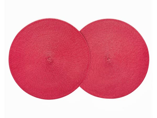 Rund bordstablett i plast 38 cm flätad halksäker röd/burgundy