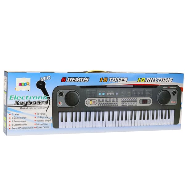 Elektronisk keyboard 61 tangenter med mikrofon og nodeskilt, sort